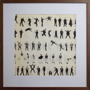 Devo Oh No It's Devo 1982 framed album sleeve - silhouette grid artwork with de-evolution imagery